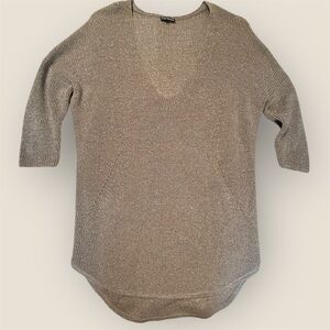Express Metallic Silver Tunic Sweater